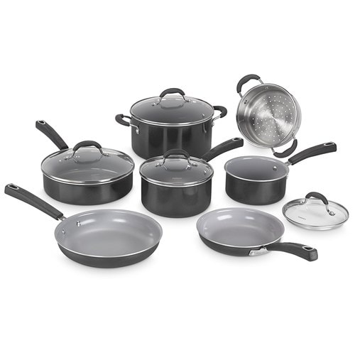 "Cuisinart 11Pc Ceramic Nonstick XT Cookware - Black Nonstick Cookware Set - Black"