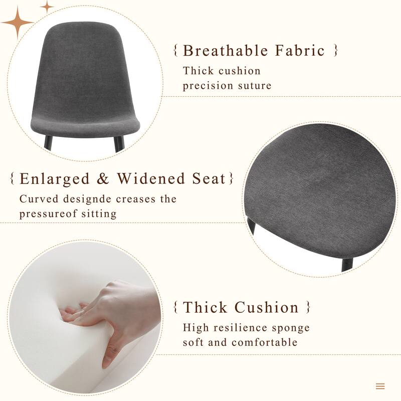 5-Piece Dining Table Set.67 * 35.4 inch wood grain MDF dining table With 4 Linen-Cotton Dining Chairs