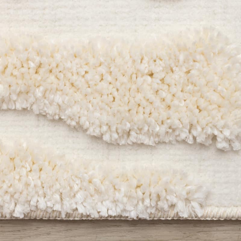 Cream White Stones Super-Soft High-Low Textured Rug