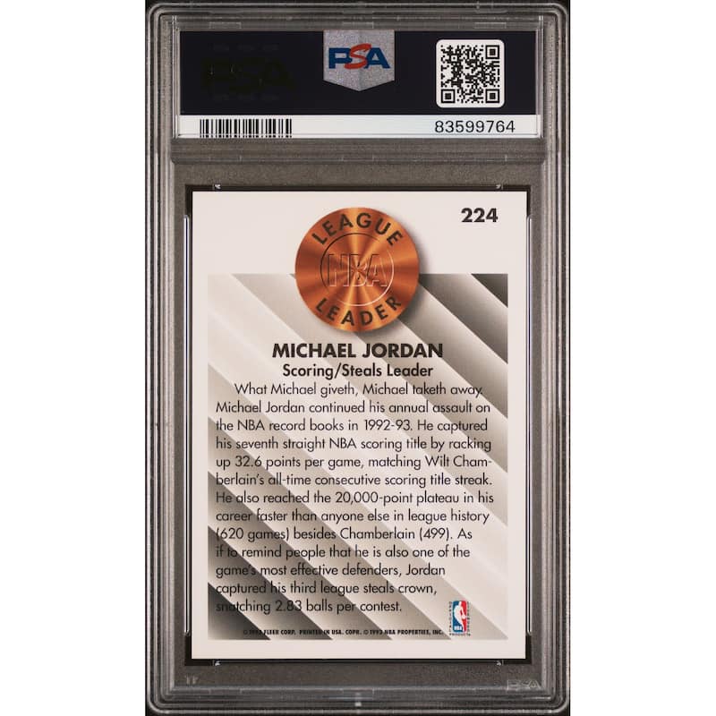 Michael Jordan 1993 Fleer Basketball Card #224 Graded PSA 10 - 8'6" x 11'6"