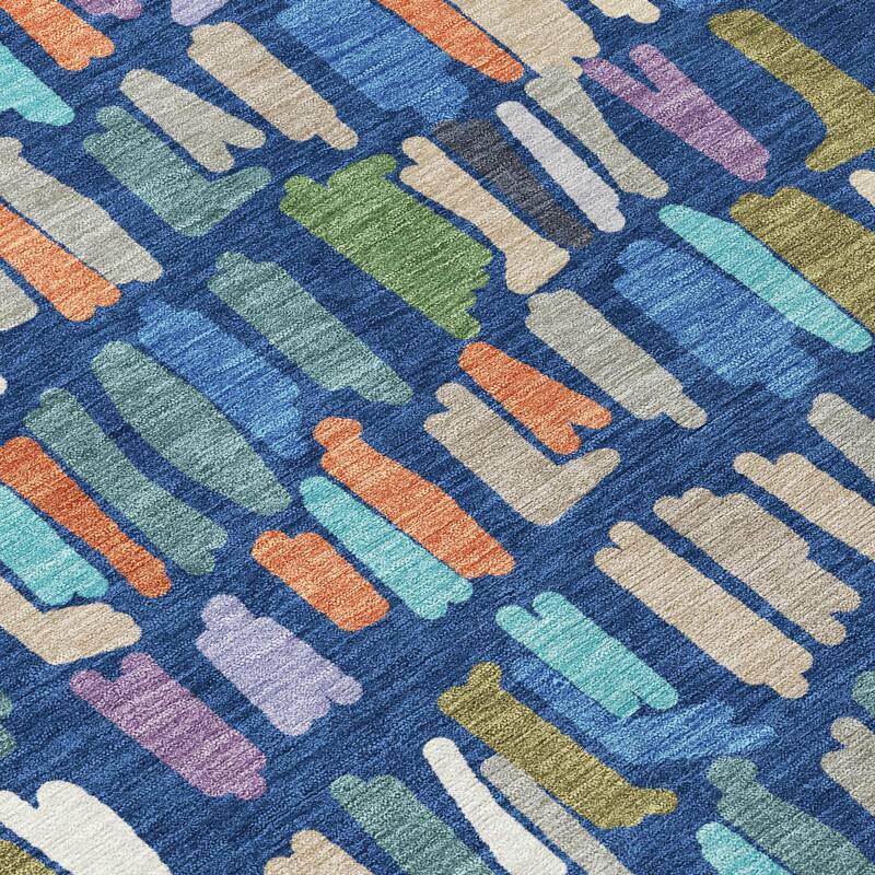 Machine Washable Indoor/ Outdoor Modern Mosaic Chantille Rug