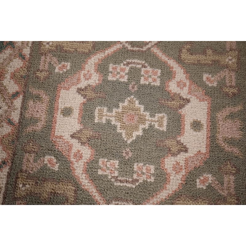Green Oushak Oriental Runner Rug Handmade Wool Carpet - 2'7"x 9'11"