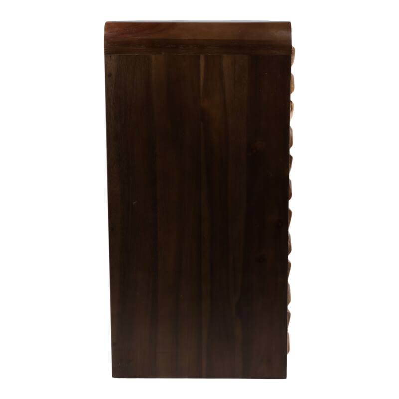 Wood Cabinet Textured Geometric Door Decorative Accent - 32" Brown - 33.0"