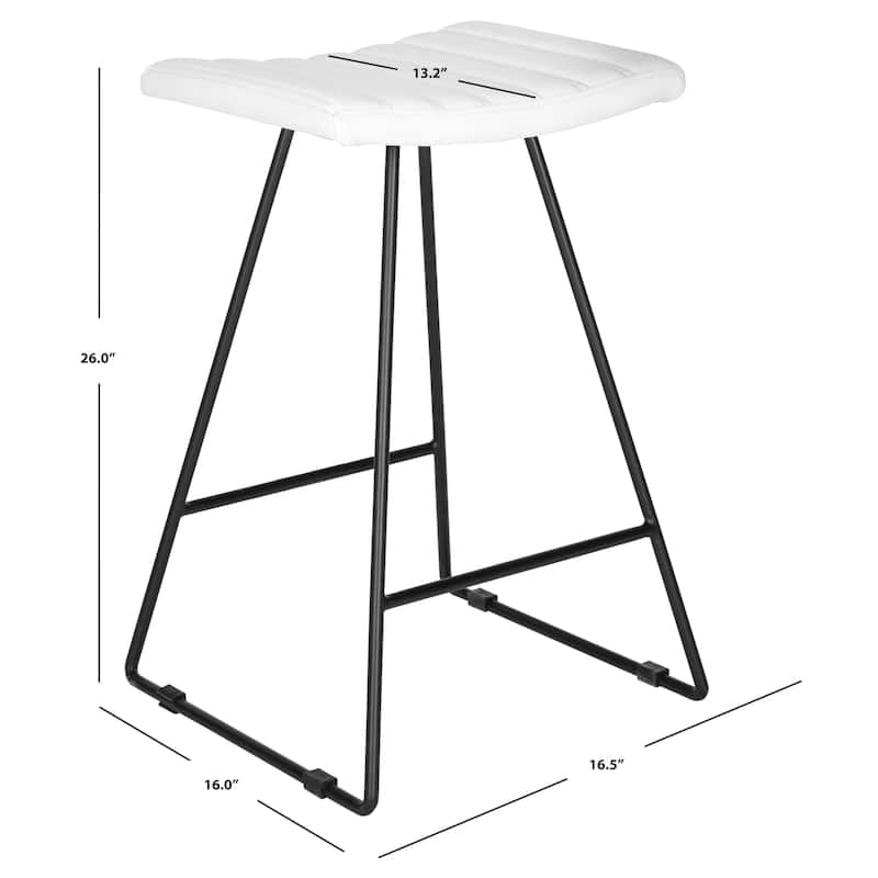SAFAVIEH Doreen Mid-Century Dining Modern White 27-inch Counter Stool (Set of 2) - 16.5" x 16" x 26"