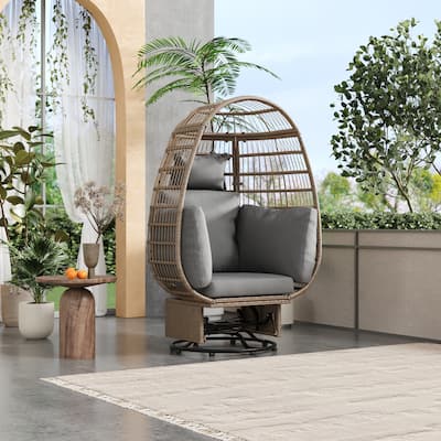 Outdoor Swivel Chair with Cushions