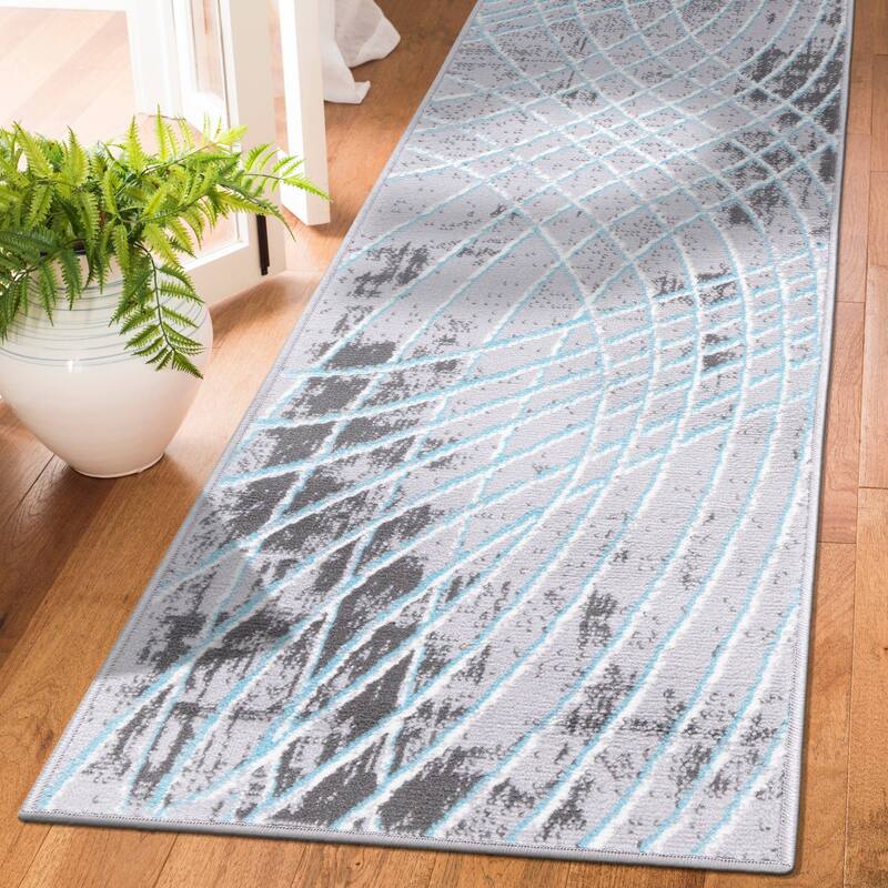 World Rug Gallery Modern Geometric Stripes Area Rug