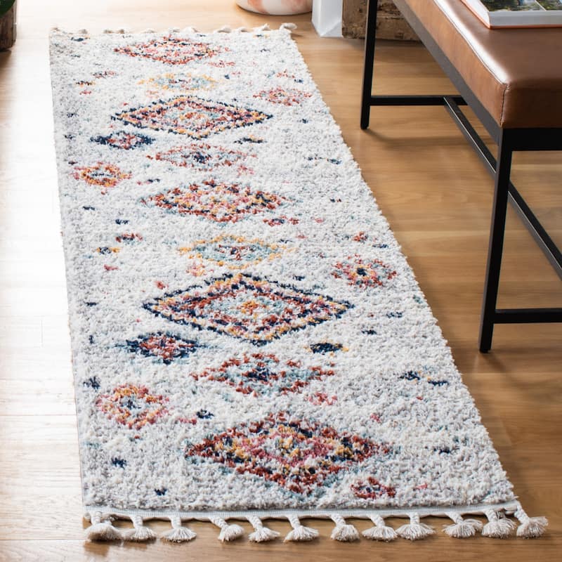 SAFAVIEH Morocco Boho Manila Tribal Rug - 2'2" x 9' Runner - Ivory/Multi