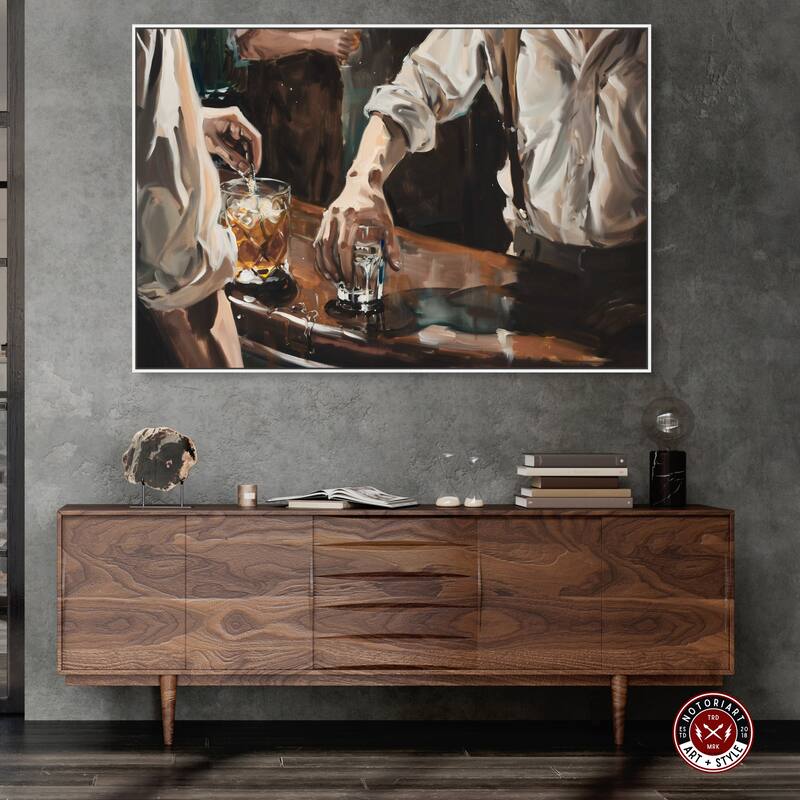 Notoriart Together For Drinks Framed Bar Cart Art For Men