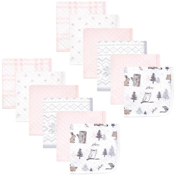 slide 1 of 1, Hudson Baby Infant Girl Quilted Cotton Washcloths, Winter Forest, One Size - Winter Forest - One Size One Size - Winter Forest