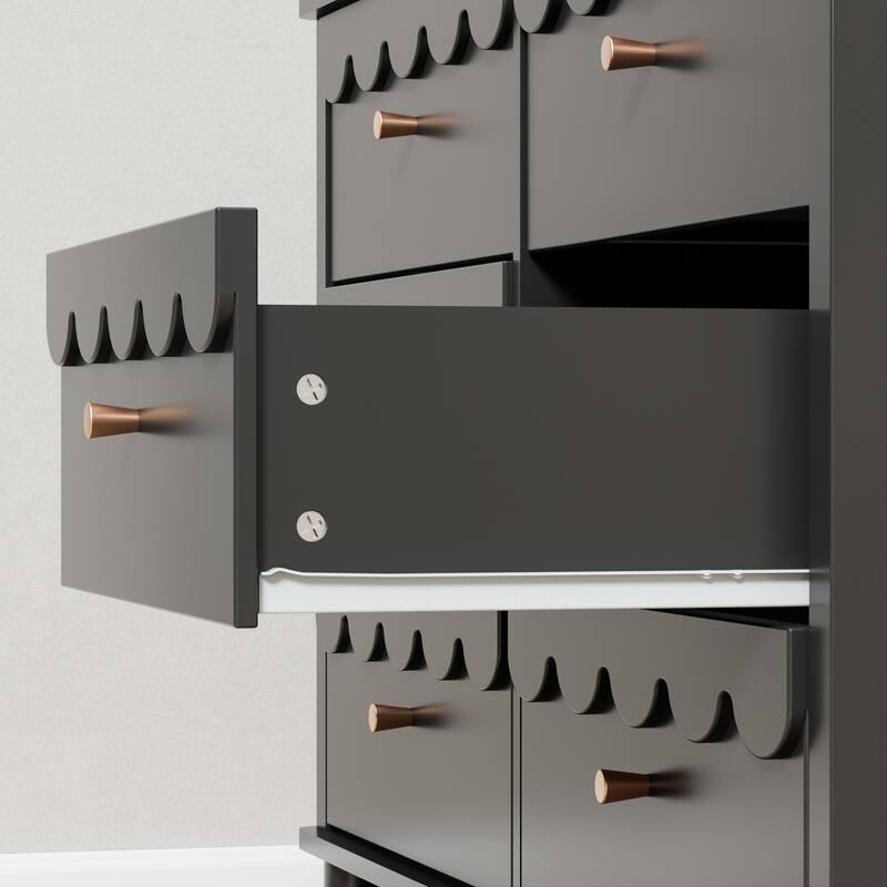 6 Drawers Dresser for Bedroom Modern Closet Dressers Chest of Drawers - Black