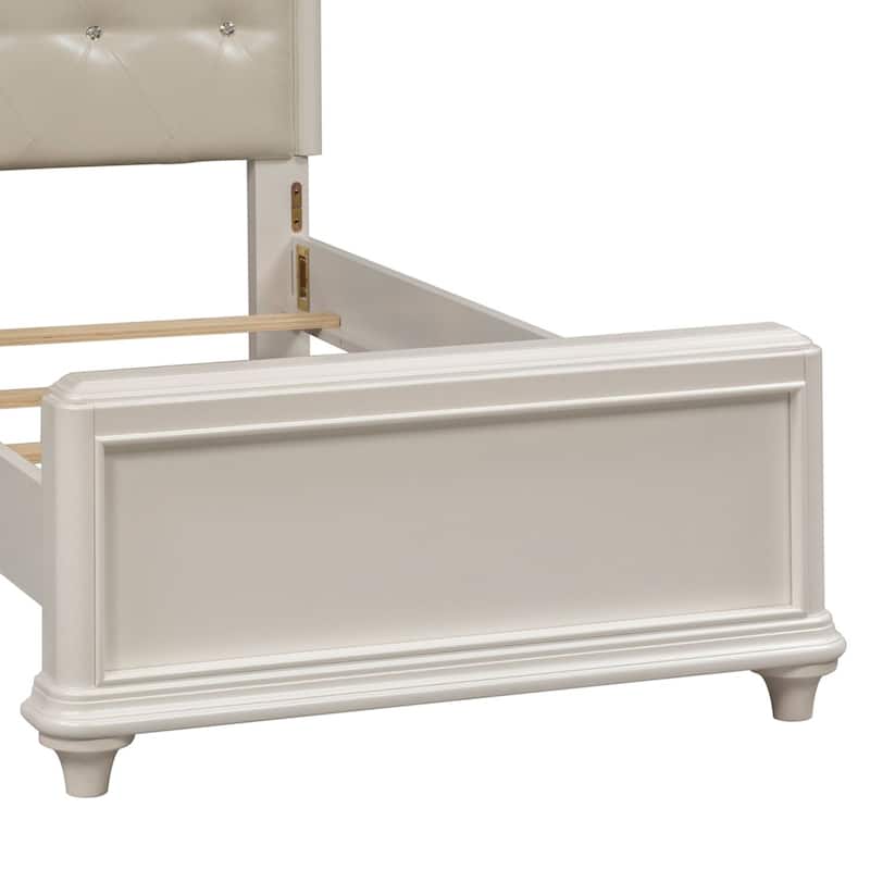 Stardust Iridescent White Panel Bed