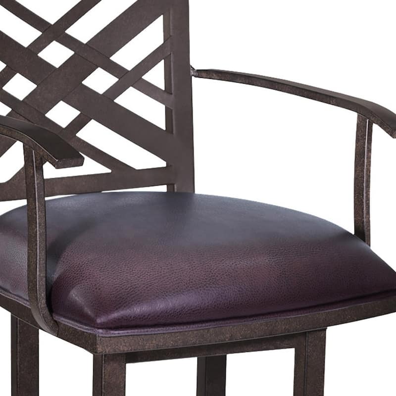 Brown Faux Leather Full Back Counter Bar Stool with Iron Frame and Cushion - 19” x 19” x 45” (D x W x H)