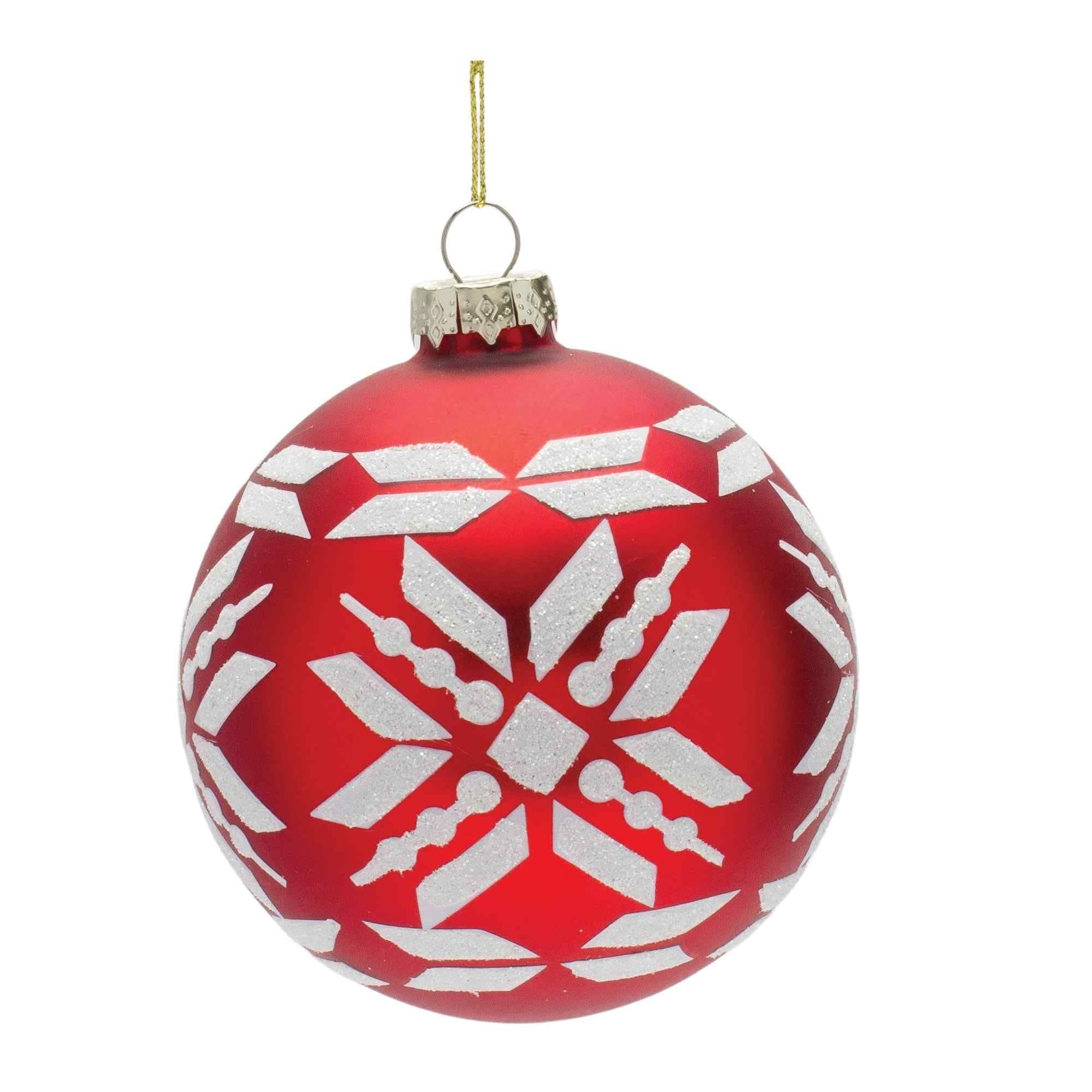 R N' Ds Christmas Snowflake Ball Ornaments - Red And White - 76