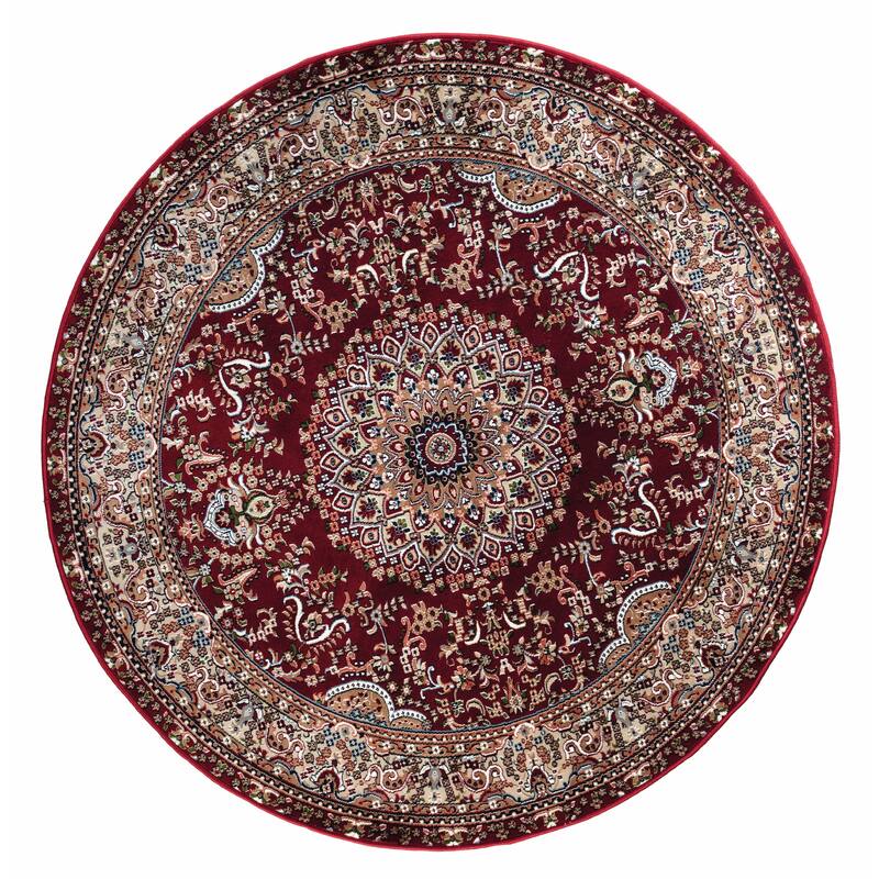 Prime Collection Traditional Area Rug - 8'1'' Round - Red