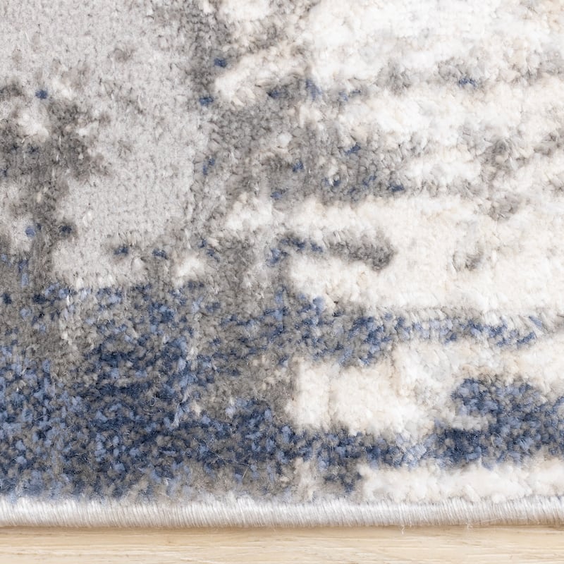 Leonardo Grey Blue Abstract Area Rug