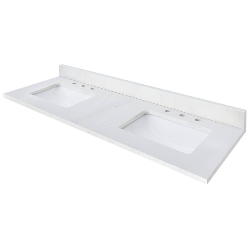Avanity 61 in. Calacatta Quartz Top with Dual Rectangular Undermount Sinks
