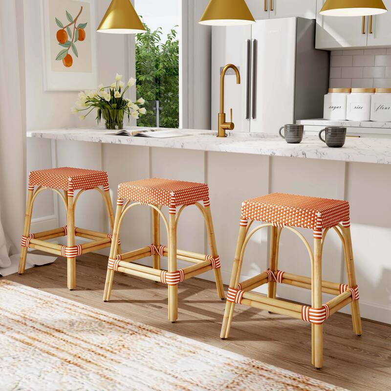 Robias 24.5" Rattan Rectangular Counter Stool