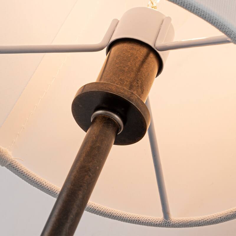 CaftHome Classic Bronze 13'' Tall 1-Light Fabric Shade Wall Sconces Mondern White Linen Tapered Shade Sconce - W6''