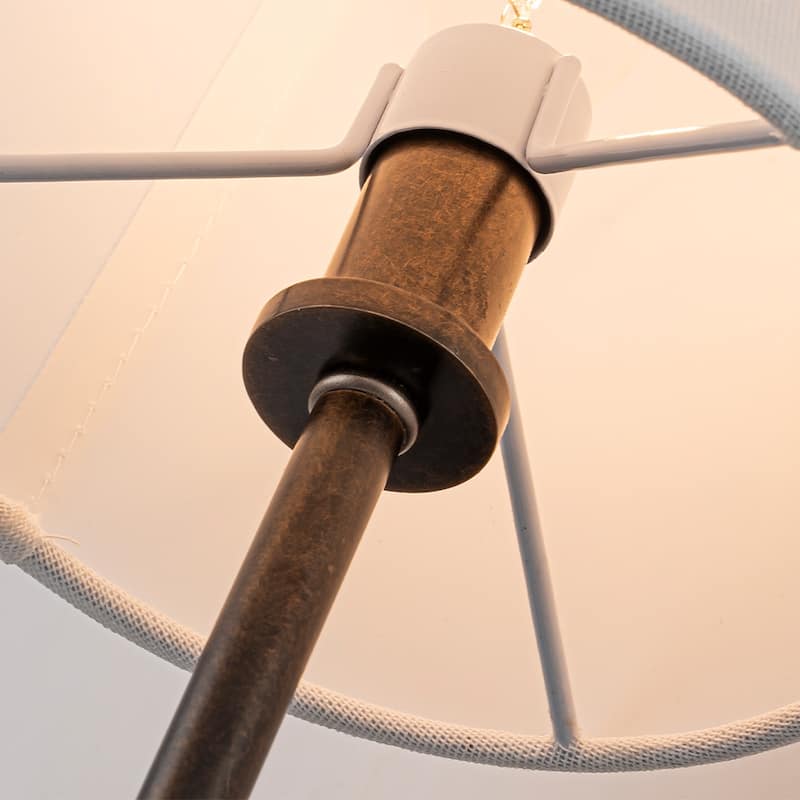 Modern Bronze 1-Light Fabric Shade Wall Sconces Farmhouse White Linen Tapered Shade Sconce For Bathroom Mirror Hallway