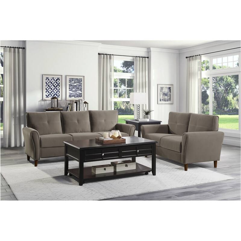 Ynes Brown Velvet Living Room Set - 2 Piece