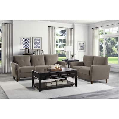 Ynes Brown Velvet Living Room Set