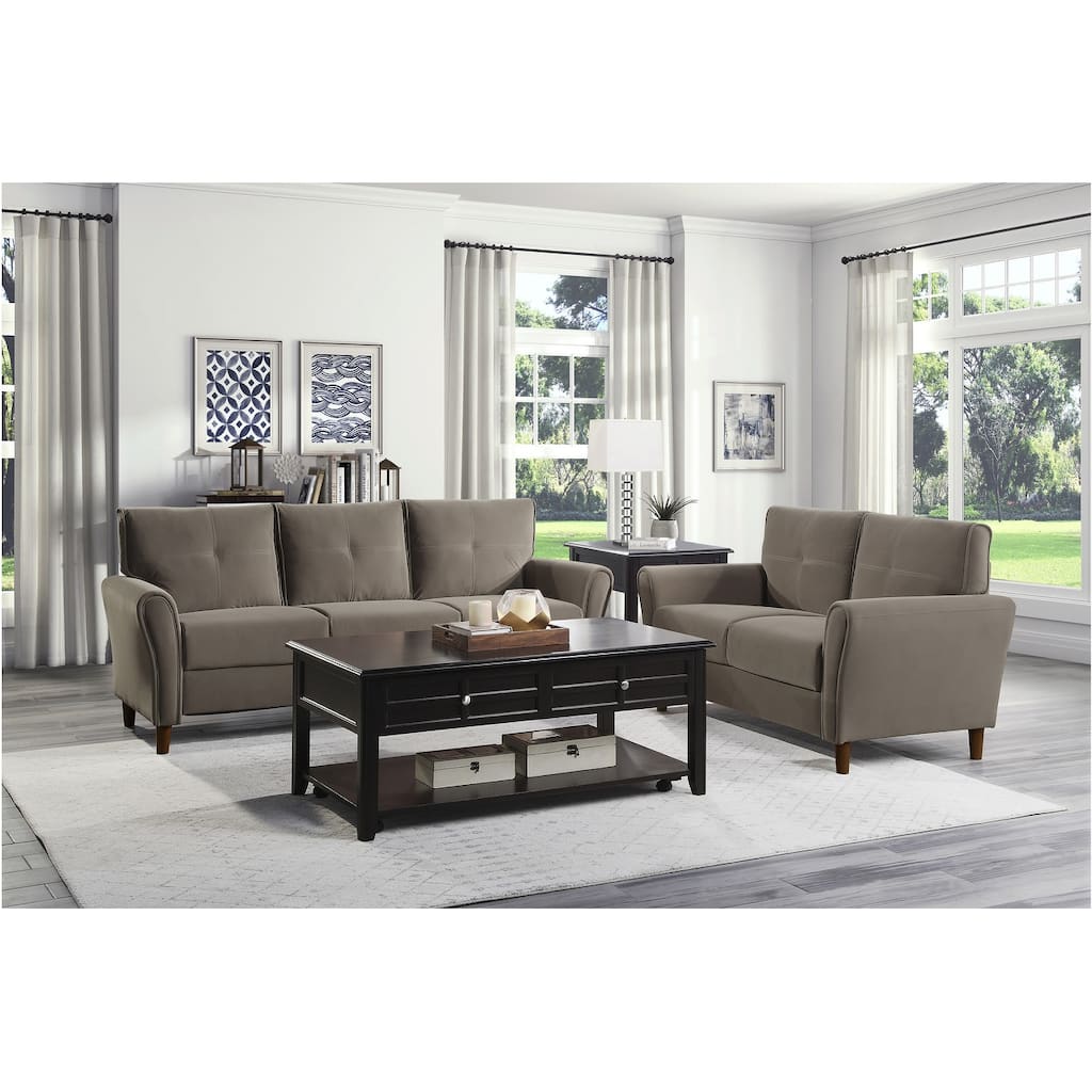 Ynes Brown Velvet Living Room Set