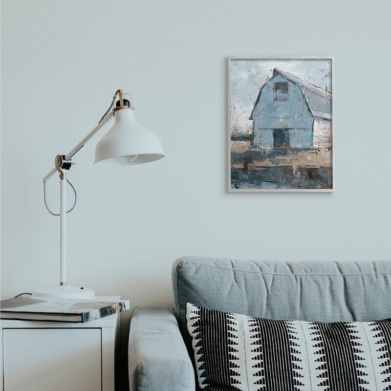 Stupell Abstract Distressed White Barn Farm Architecture Framed Giclee Texturized Art by Ethan Harper