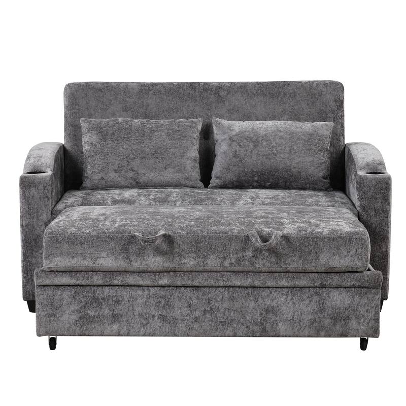 Versatile 3-in-1 Pull Out Sofa Bed with Adjustable Backrest, Loveseat Couch Bed Sofa Bed with Reclining Back