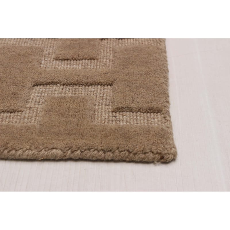 ECARPETGALLERY Hand Loomed Kashkuli Gabbeh Taupe Wool Rug - 5'0 x 8'0