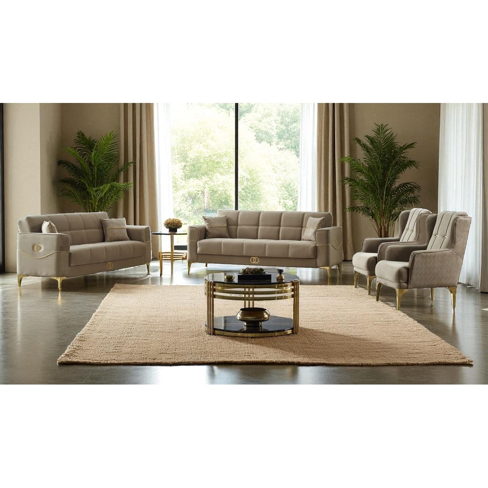 Brighton 4 Pieces Living Room Sets 2 Sofa 2 Chair