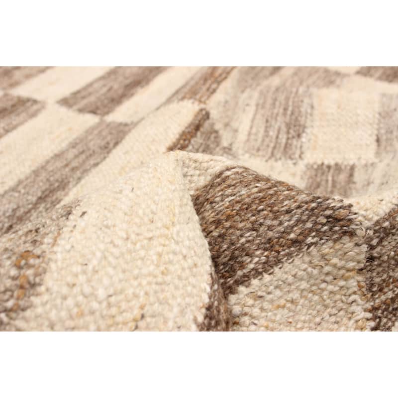 ECARPETGALLERY Flat-Weave Ankara FW Beige Wool Kilim - 5'8 x 7'5