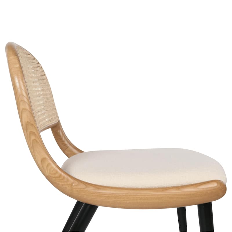 Breuer Chair Company Giola Dining Side Chair w/ Padded Seat Ash Wood Cane Back & Steel Legs (Variations; Made in Italy)