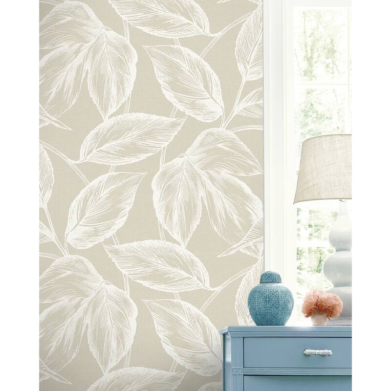 Seabrook Designs Beckett Sketched Leaves Unpasted Wallpaper