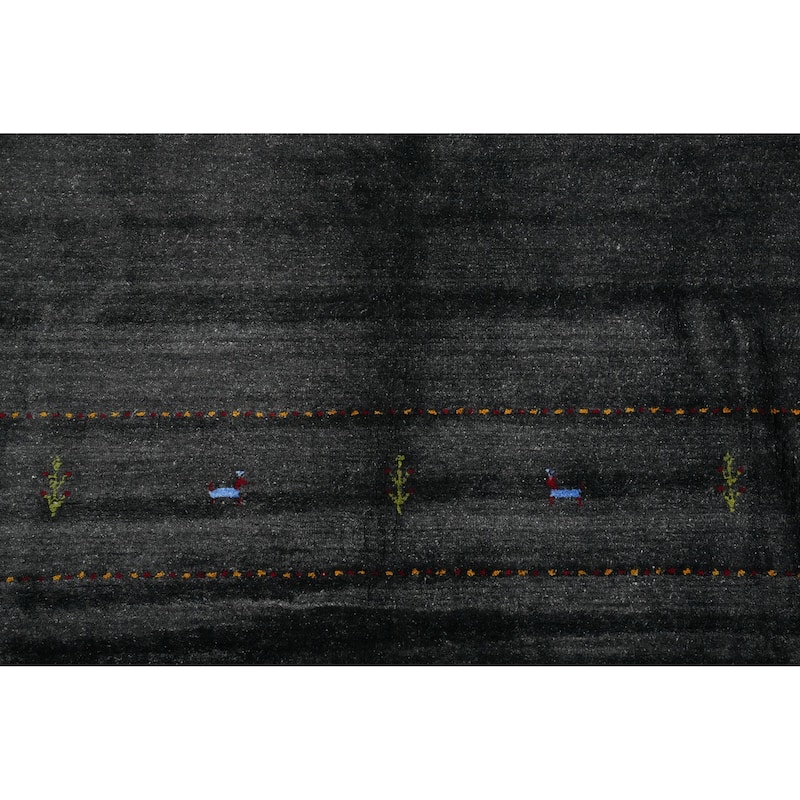 Hand Knotted Oriental 100% Wool Carpet Tribal Animal Pictorial Greys & Charcoal Gabbeh Area Rug - 8' 0'' X 7' 11''