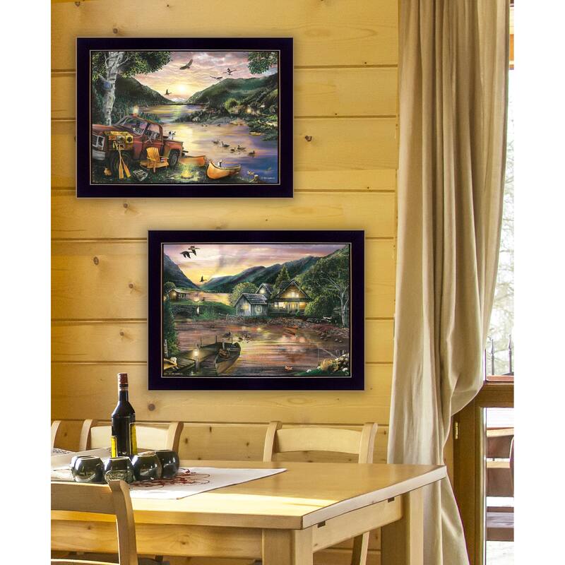 TrendyDecor4U "Lakefront Camping" 2-Piece Vignette by Ed Wargo - Blue