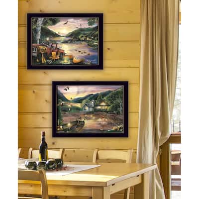 TrendyDecor4U "Lakefront Camping" 2-Piece Vignette by Ed Wargo - Blue