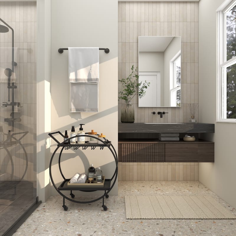 Metal Contemporary Bar Cart with Wheels