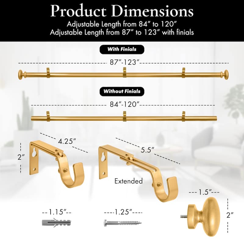 Meriville 1-Inch Diameter Prima Single Window Curtain Rod