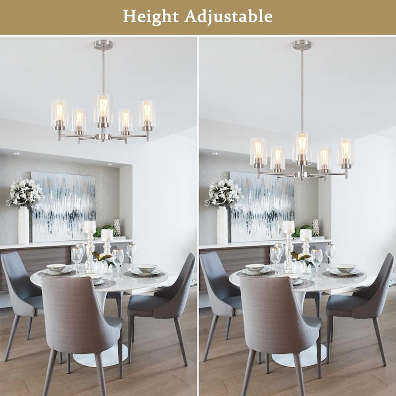 5-Light 5.9"H x 24.3"W Farmhouse Chandelier for Living Room Bedroom
