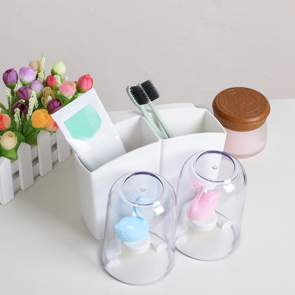 Toothbrush Holder with 2 Cups Space Saving Organizer for Kitchen