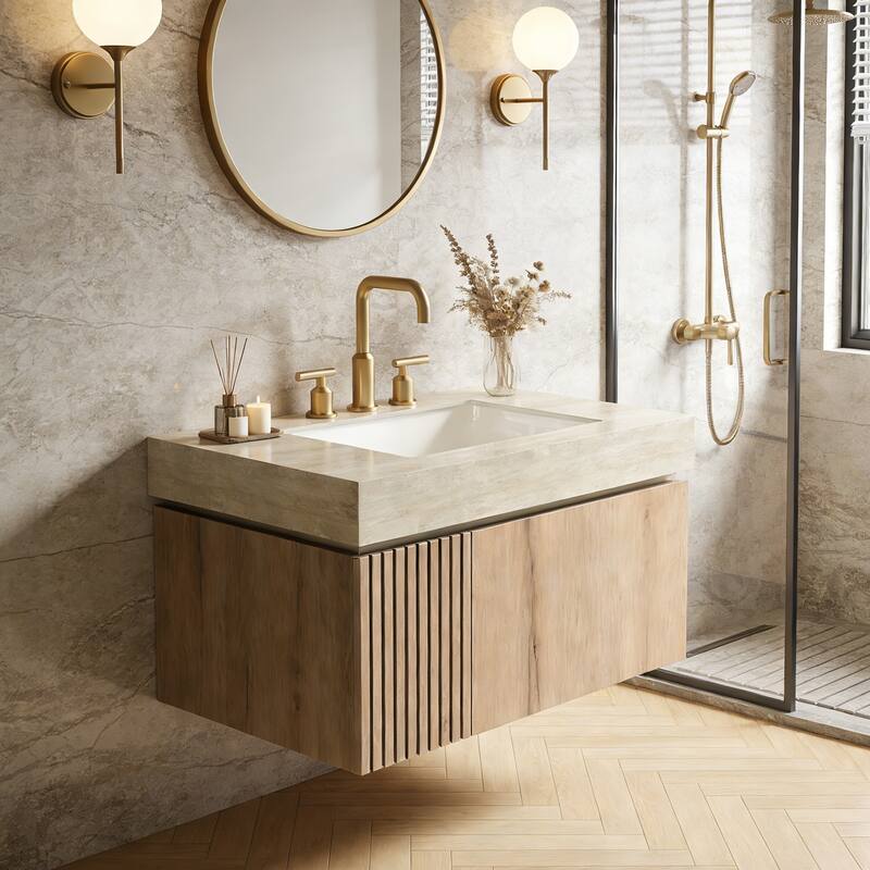 Mondern Floating Bathroom Vanity with 3 Pre-drilled Faucet Holes