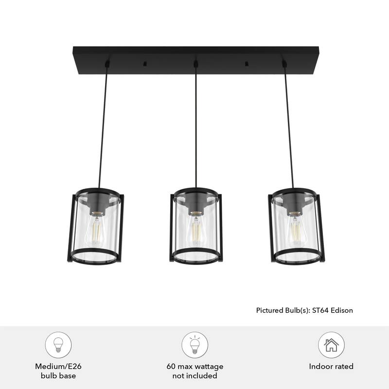 Hunter Astwood 3-Light Linear Cluster, Kitchen Island, Dining Room - Transitional, Contemporary, Modern Farmhouse