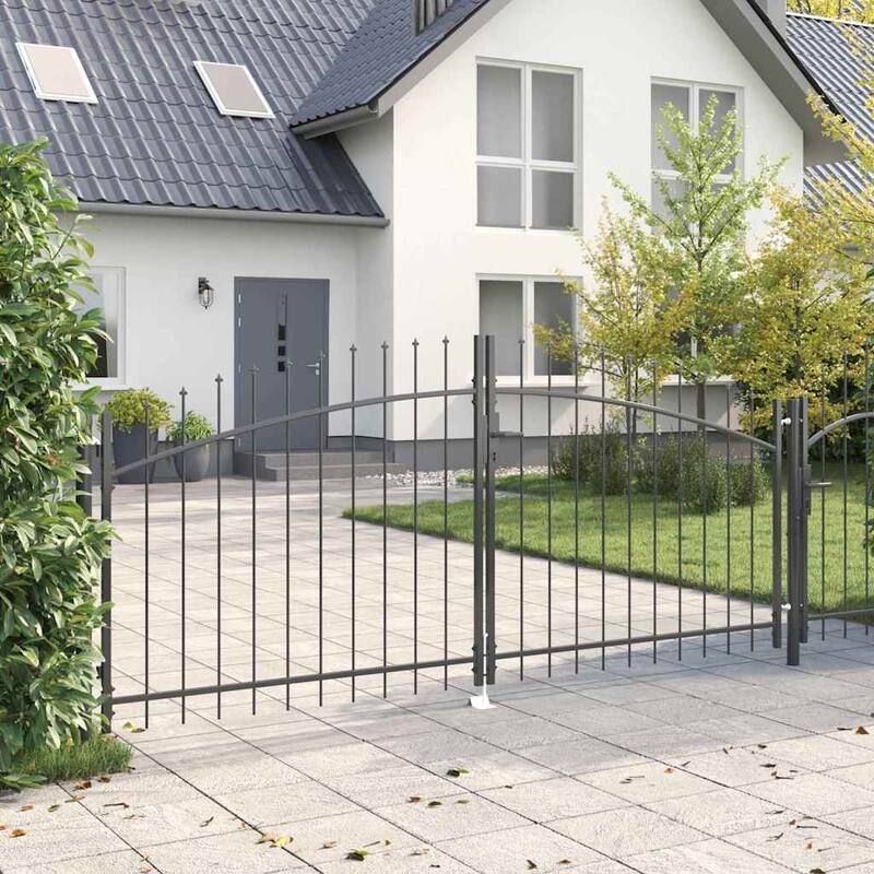 vidaXL Garden Gate with Lock Gray Steel