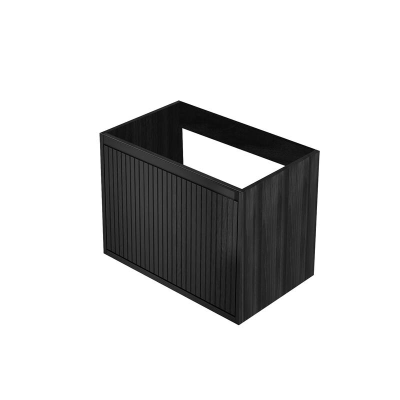 GDFStudio - Aero Modern Mid-Century Wall-Mounted Bathroom Vanity Base with Soft Close Drawer & Storage Spaces, WITHOUT Sink