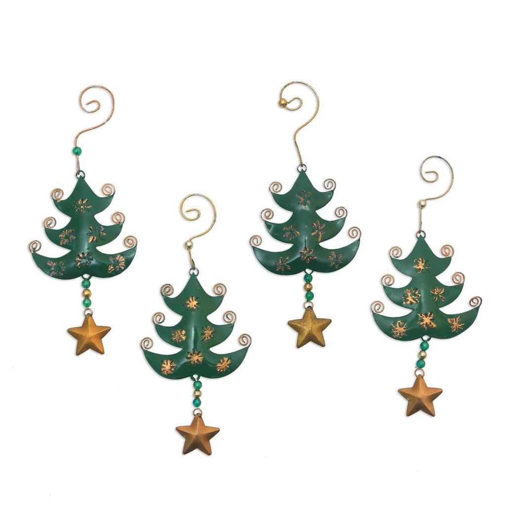 NOVICA Starry Trees, Steel ornaments (set of 4)