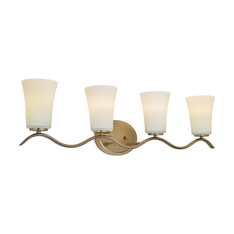 4 Lt Mount Bathroom light with white glass and gold finish