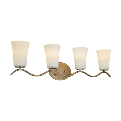 4 Lt Mount Bathroom light with white glass and gold finish