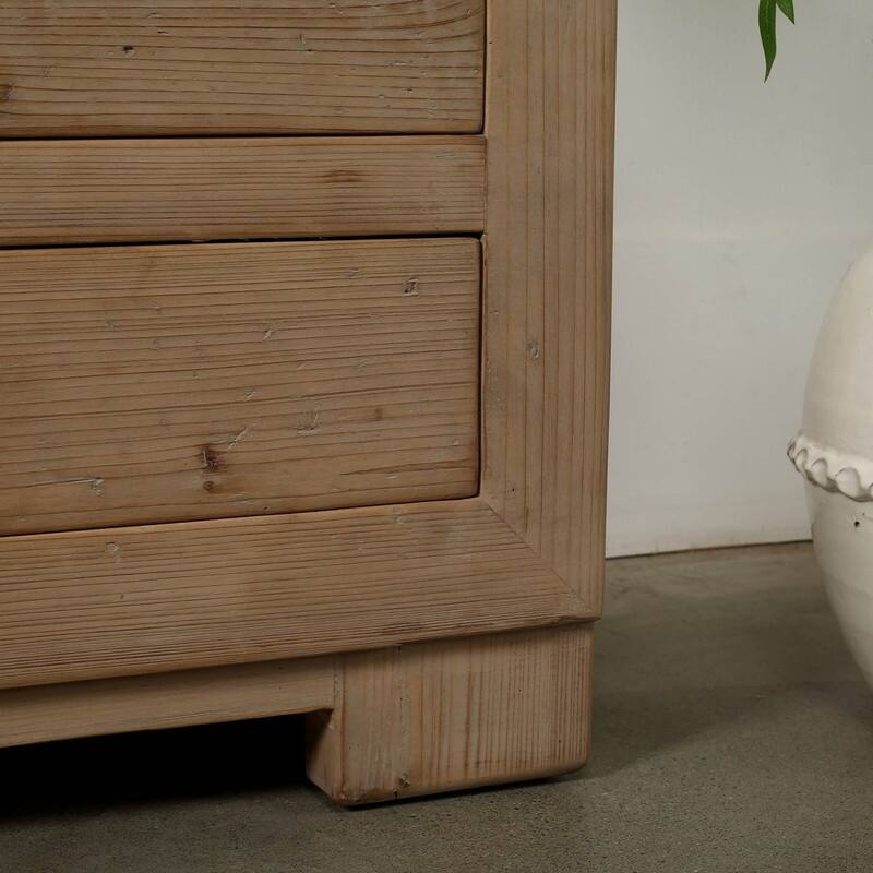 Capri Nightstand with 4 Drawers Weathered Natural Pine 28X18X27H