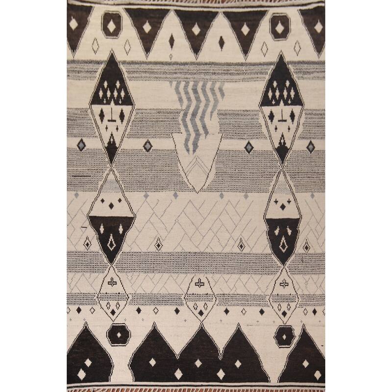 Geometric Moroccan Rug Hand-Knotted Wool Carpet - 8'9"x 12'7"