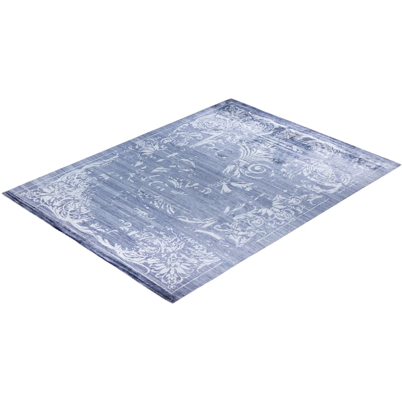 Modern One-of-a-Kind Hand-Knotted Area Rug, Blue - 9' 2" x 12' 3"